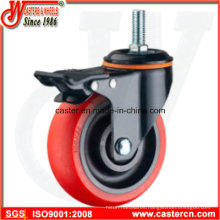 Medium Duty Red TPU Swivel with Brake Caster